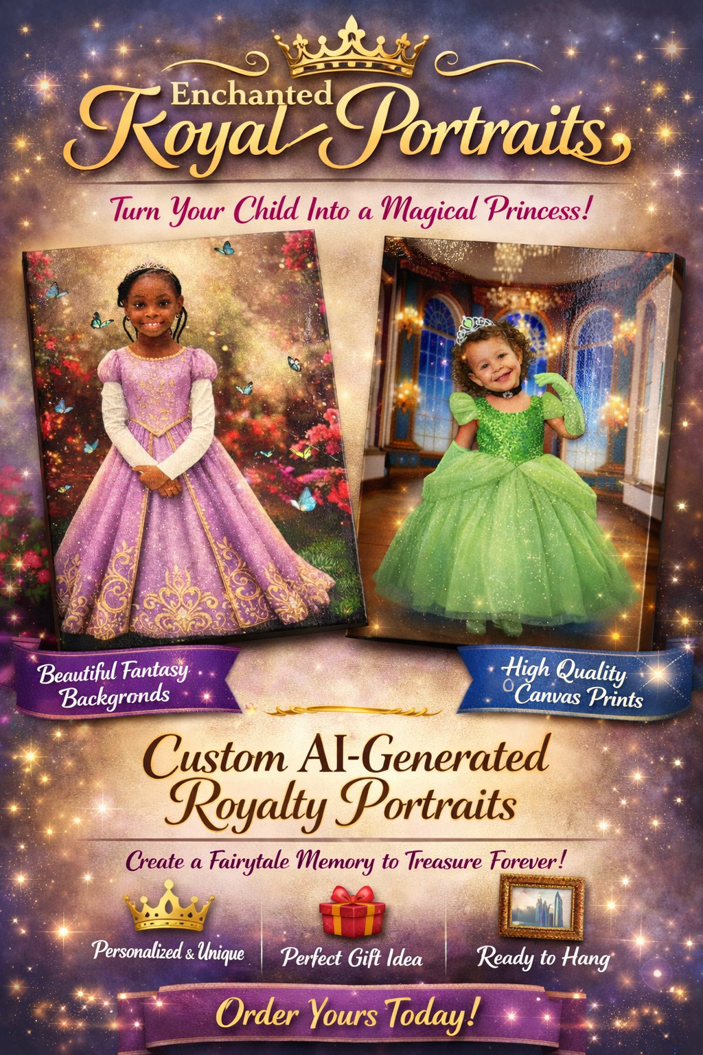 Custom Princess Royalty Canvas (11x14)
